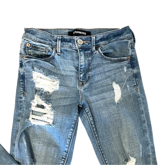 Express Stretch Distressed Ankle Jeans Size 2 - Picture 4 of 11